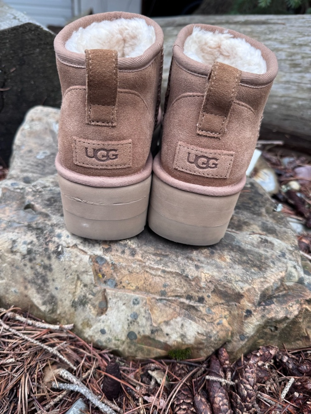 UGG Chestnut Suede Platform Mini Booties - Picture 2 of 15